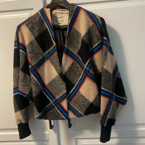 Cartoonist plaid jacket x small dolman sleeves snap front closure never worn - Picture 2 of 5